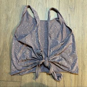 LULULEMON purple Splatter Dye Dusty Dawn It’s A Tie crop tank 4 RARE